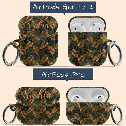 Golden Leaves Custom Name AirPods Case